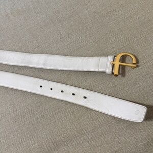 Salvatore Ferragamo White Belt with Gold Buckle